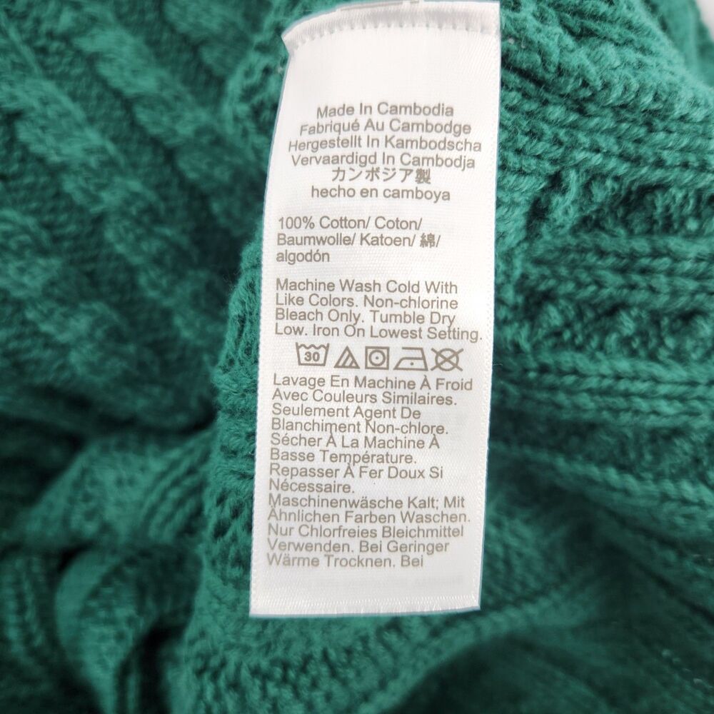 J.Crew‎ Women's Green XL 100% Cotton XL Cable Knit Crewneck Sweater NWT - Picture 8 of 8